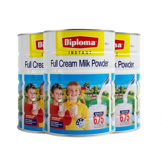 【新西兰直邮】澳洲Diploma AD钙速溶全脂学生奶粉900g 3罐装 